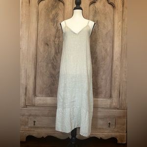 NWOT TERZO MILLENNIO 100% LINEN SAGE MIDI DRESS SIZE SMALL